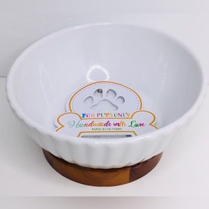 Dog Bowl with wood Made in Vietnam New